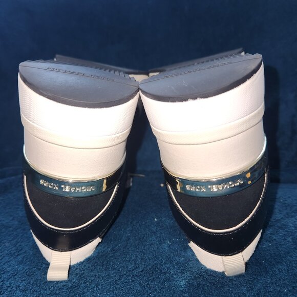 NWOT Michael Kors  Lace-Up Sneakers – Women’s Size 7M Black, Gold & Cream - Picture 13 of 16